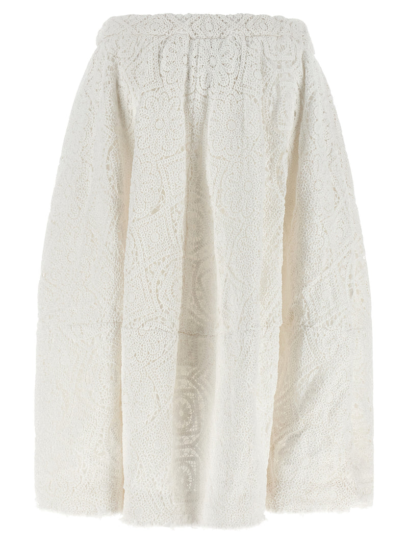 Comme Des Garçons White Cotton Midi Skirt