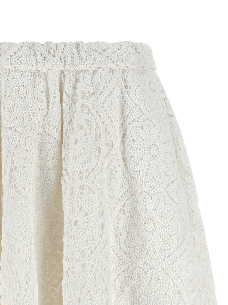 Comme Des Garçons White Cotton Midi Skirt