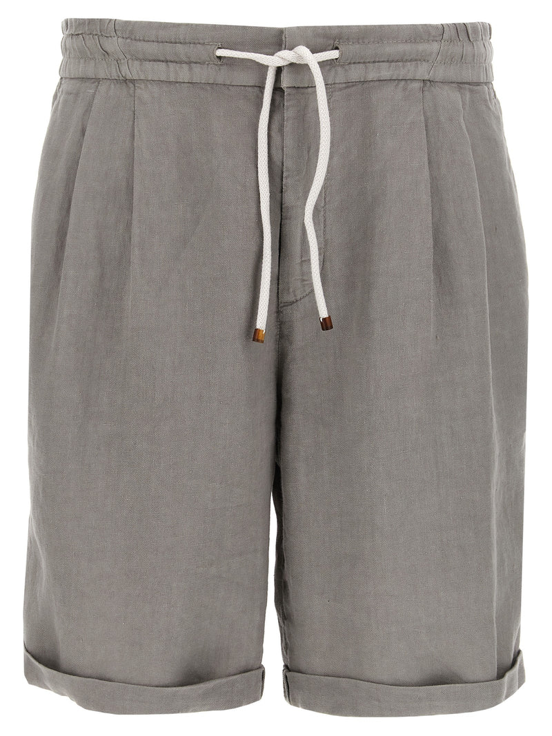 Brunello Cucinelli Gray Linen Bermuda Shorts