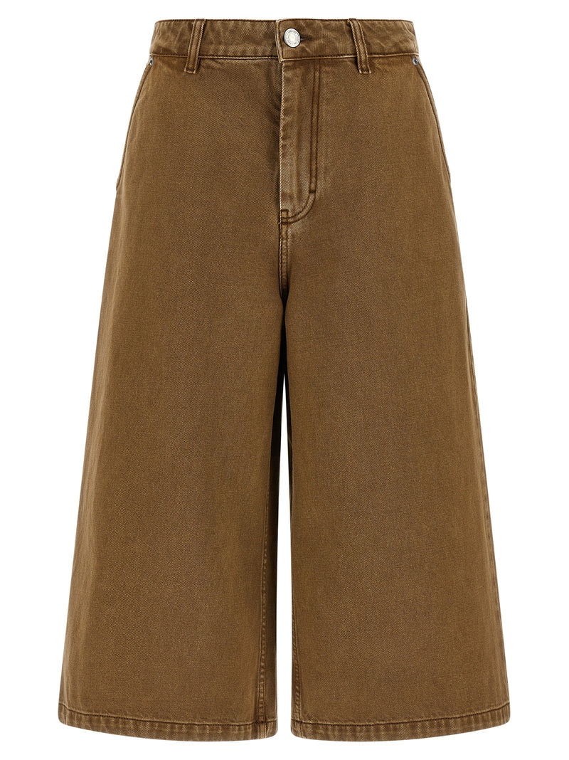 Ami Paris Brown Cotton Bermuda Shorts
