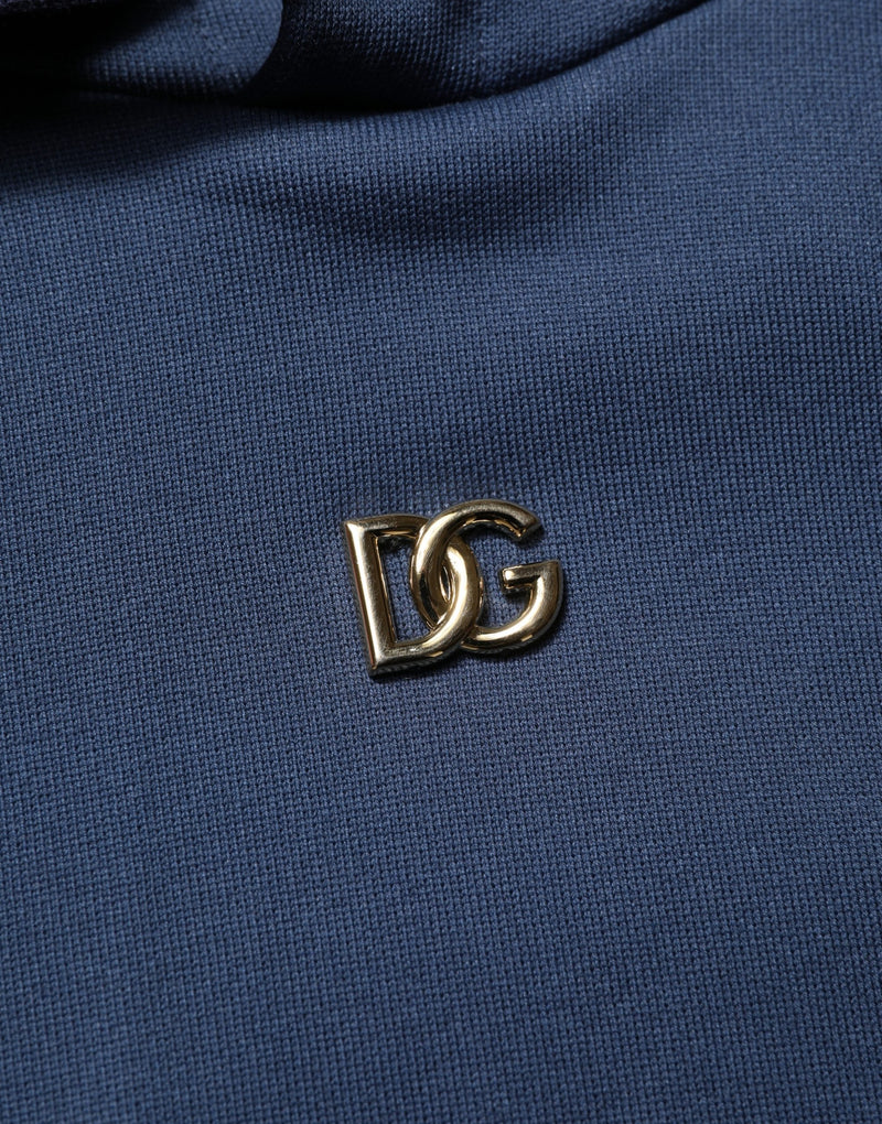 Sweat-shirt à capuche bleu en coton avec logo corail, Dolce & Gabbana