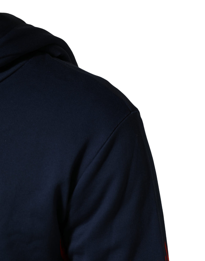 Sweat-shirt à capuche bleu en coton avec logo corail, Dolce & Gabbana