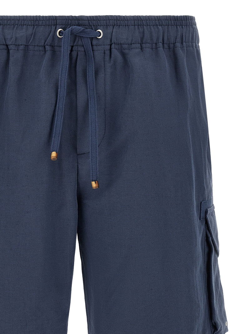 Brunello Cucinelli Blue Linen Bermuda Shorts