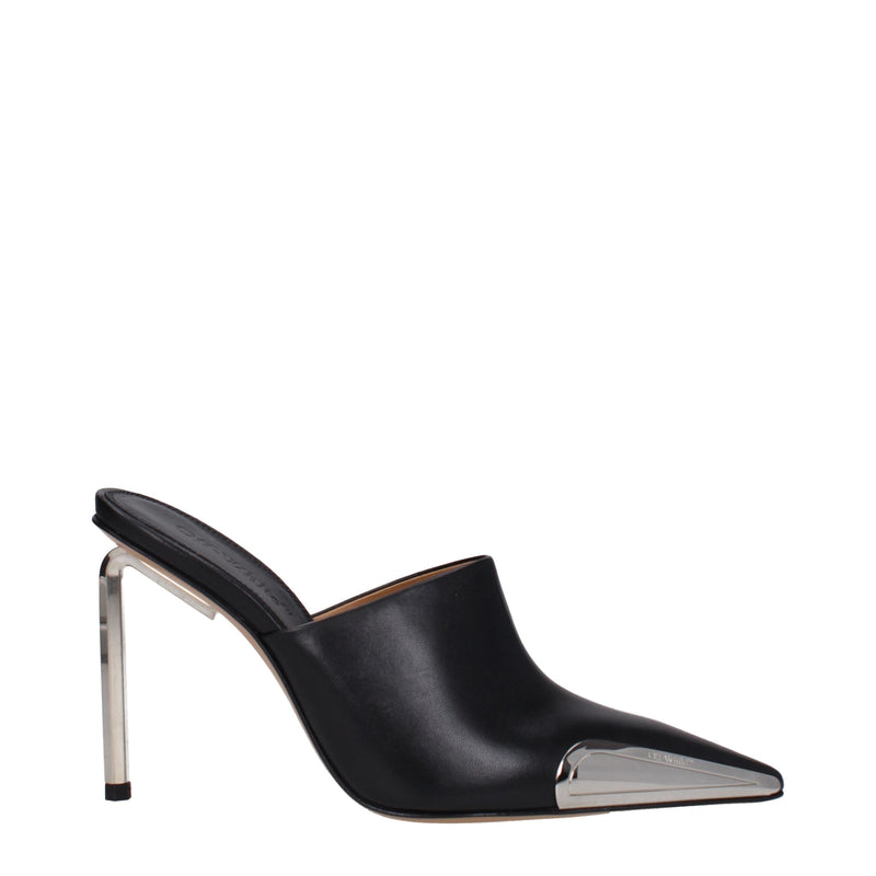 Off-White Black Leather High Heel Pumps