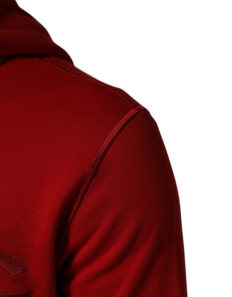 Suéter rojo con capucha, logotipo bordado y cierre completo de Dolce & Gabbana