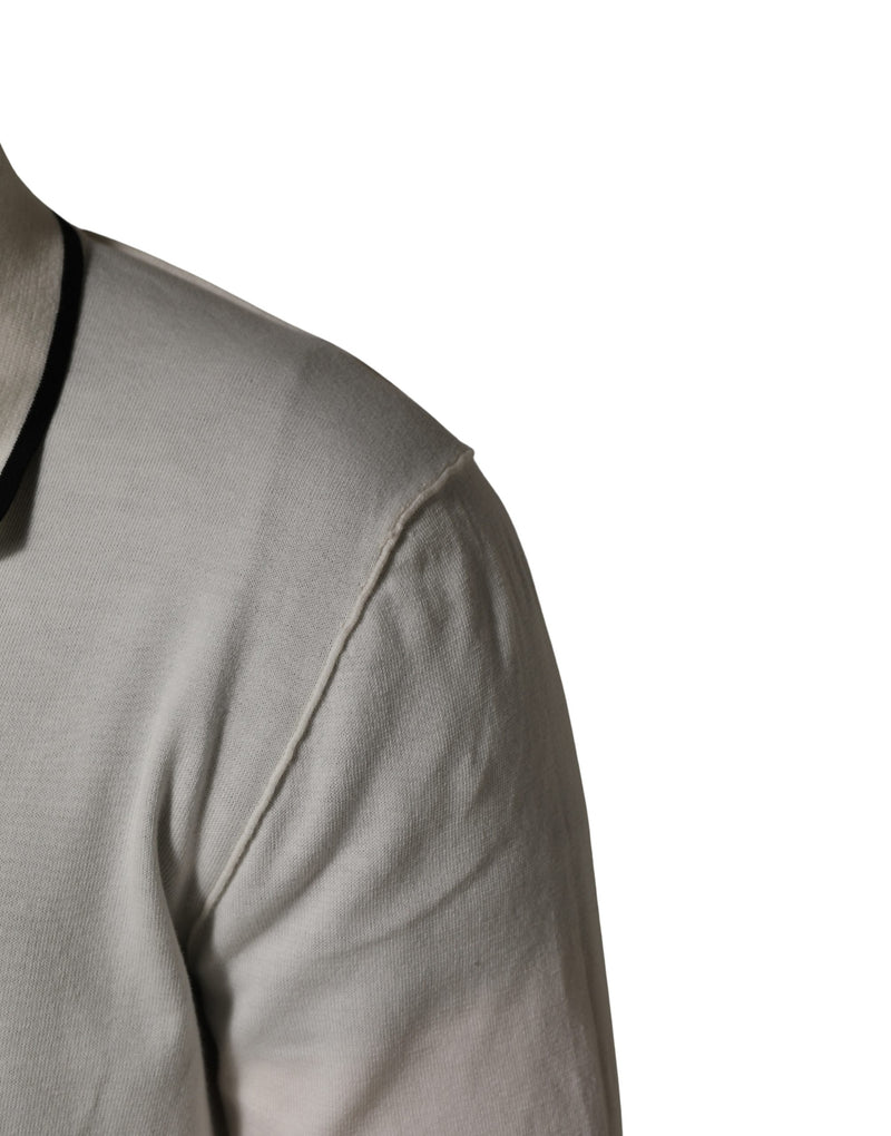 Pull polo en mélange de coton blanc pour homme, Dolce & Gabbana