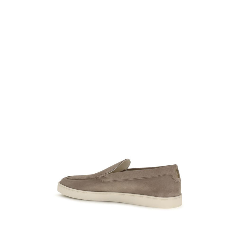 Brunello Cucinelli Gray Calf Leather Bos Taurus Slip-On Loafers