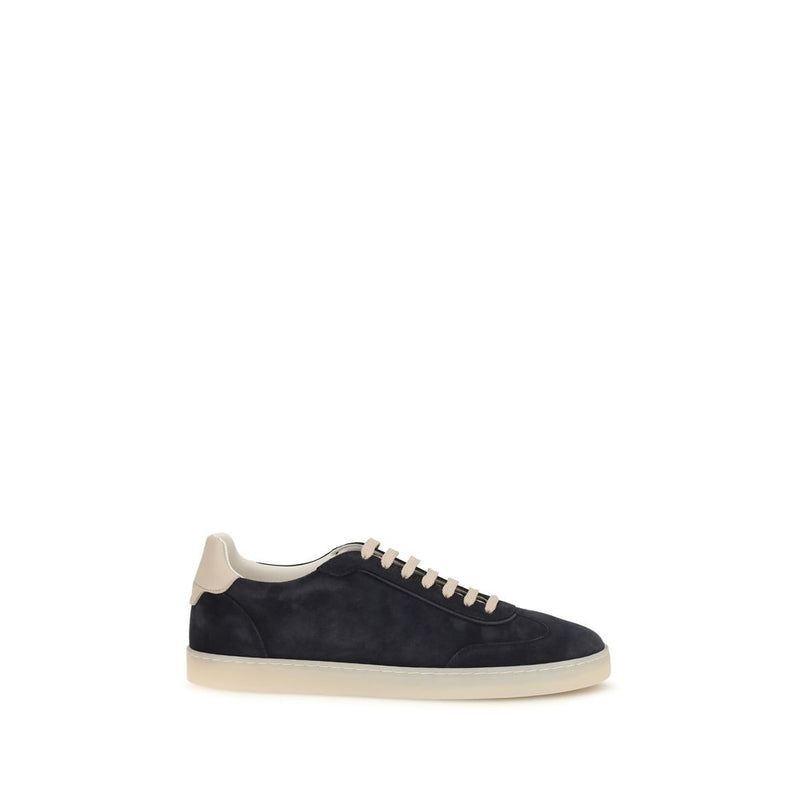 Brunello Cucinelli Brown Calf Leather Bos Taurus Low Top Sneakers