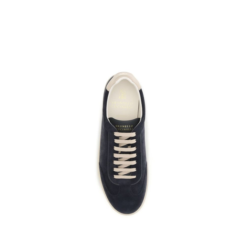 Brunello Cucinelli Brown Calf Leather Bos Taurus Low Top Sneakers