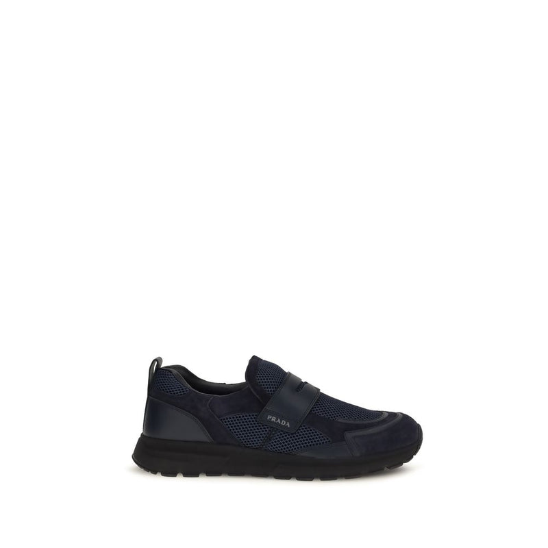 Prada Blue Calf Leather Bos Taurus Athletic Sneakers
