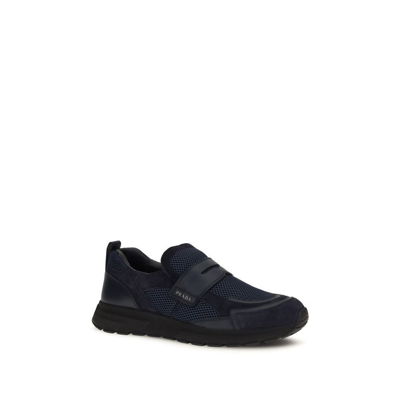 Prada Blue Calf Leather Bos Taurus Athletic Sneakers