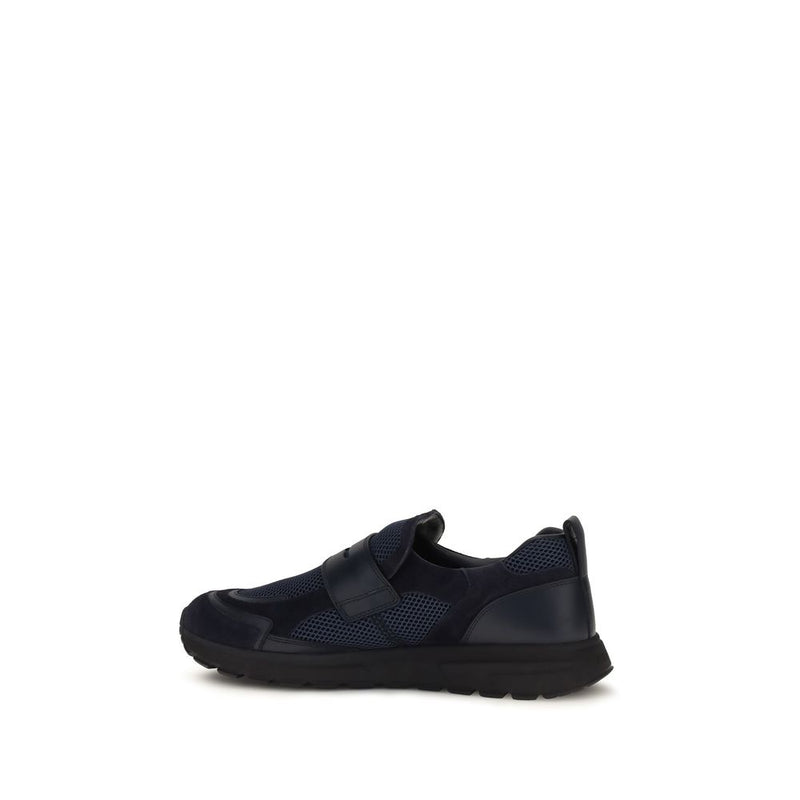Prada Blue Calf Leather Bos Taurus Athletic Sneakers
