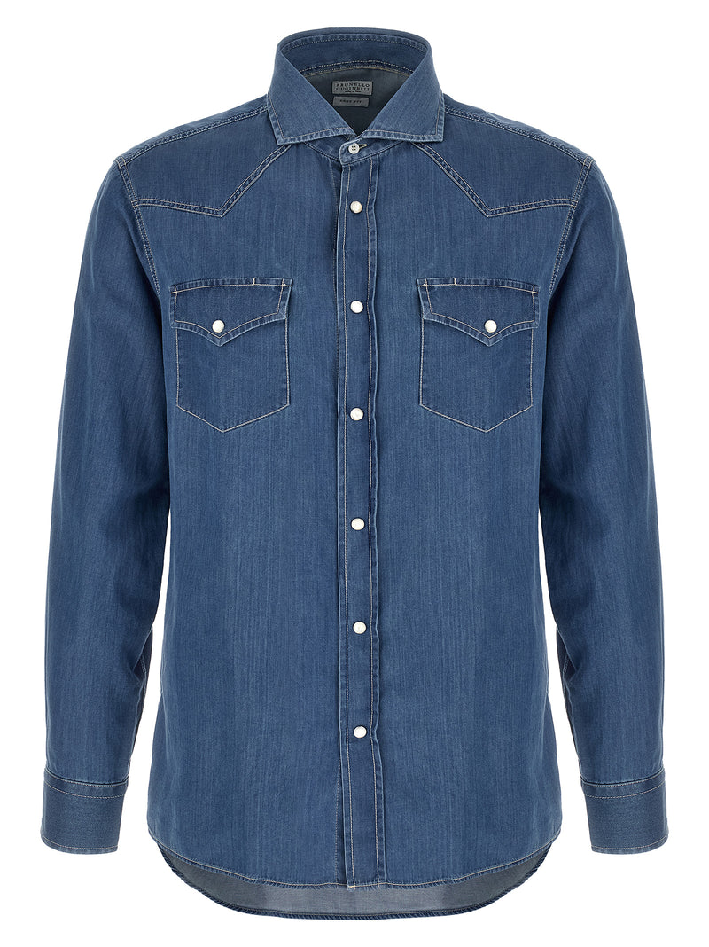 Brunello Cucinelli Blue Cotton Blouse