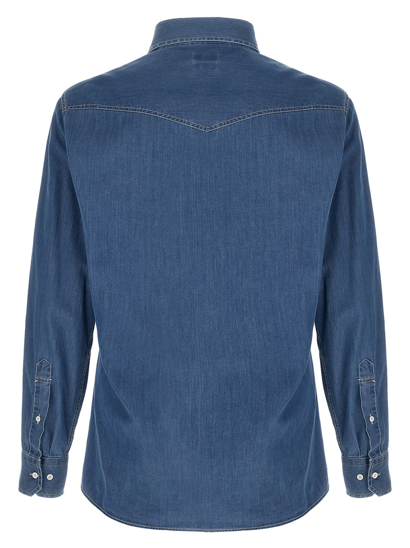 Brunello Cucinelli Blue Cotton Blouse
