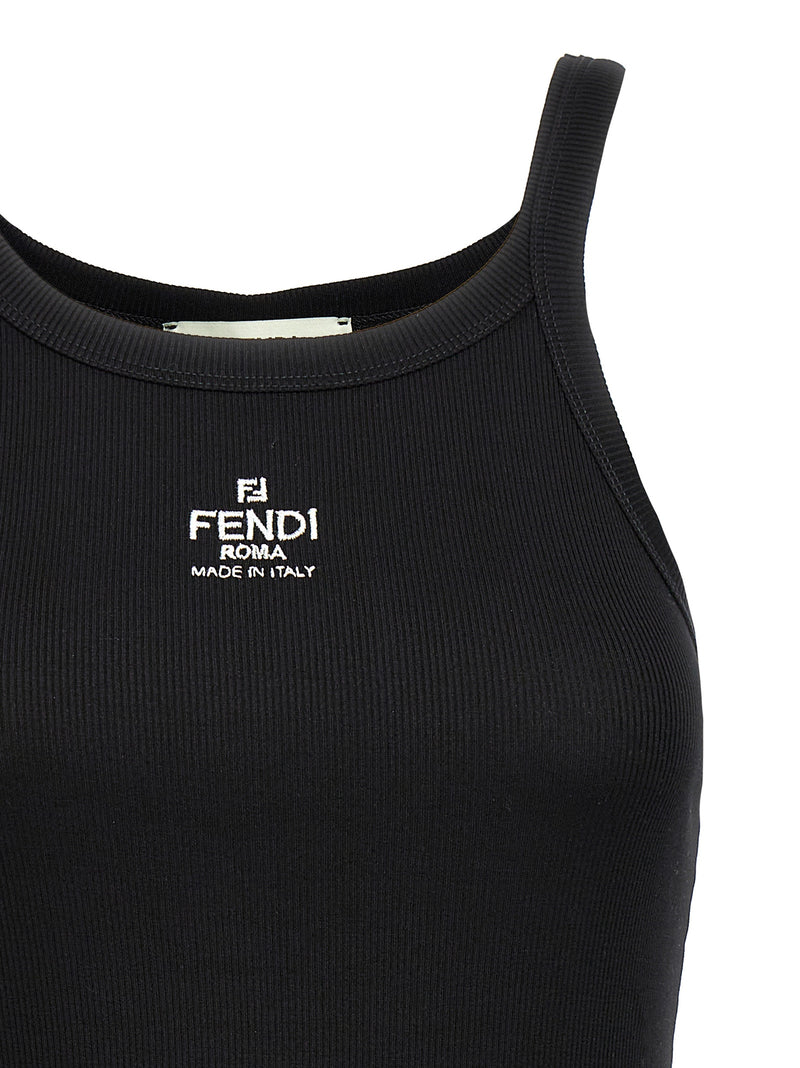 Fendi Black Cotton Sleeveles T-Shirt