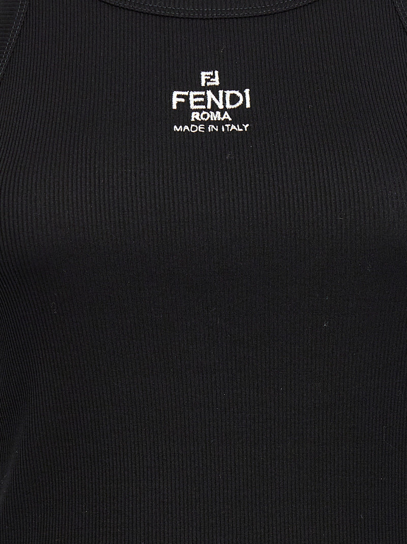Fendi Black Cotton Sleeveles T-Shirt