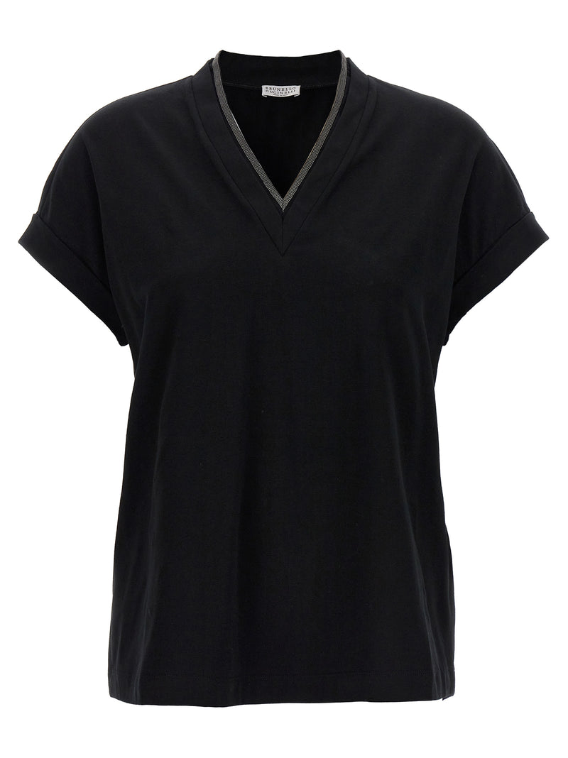 Brunello Cucinelli Black Cotton T-Shirt