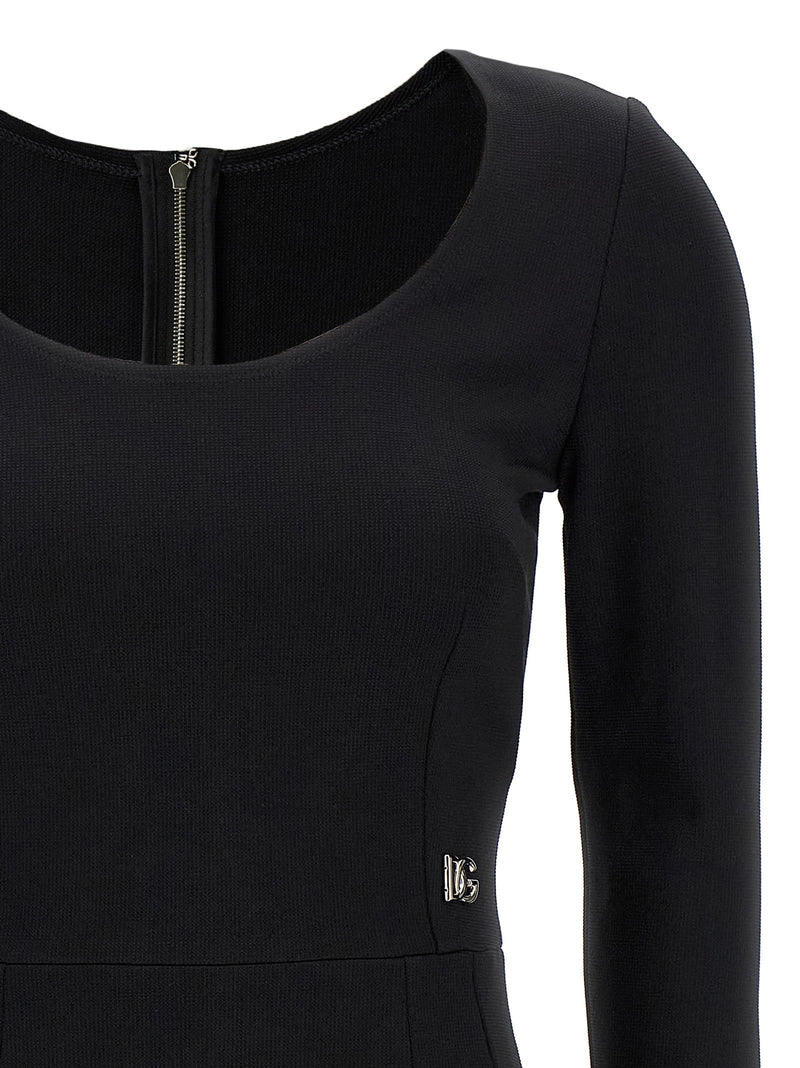 Dolce & Gabbana Black Viscose Midi Dress
