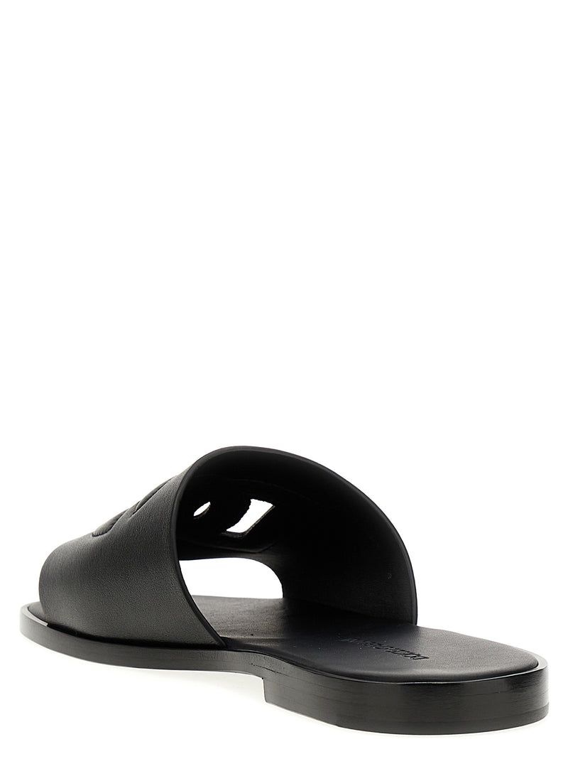 Dolce & Gabbana Black Leather Slides