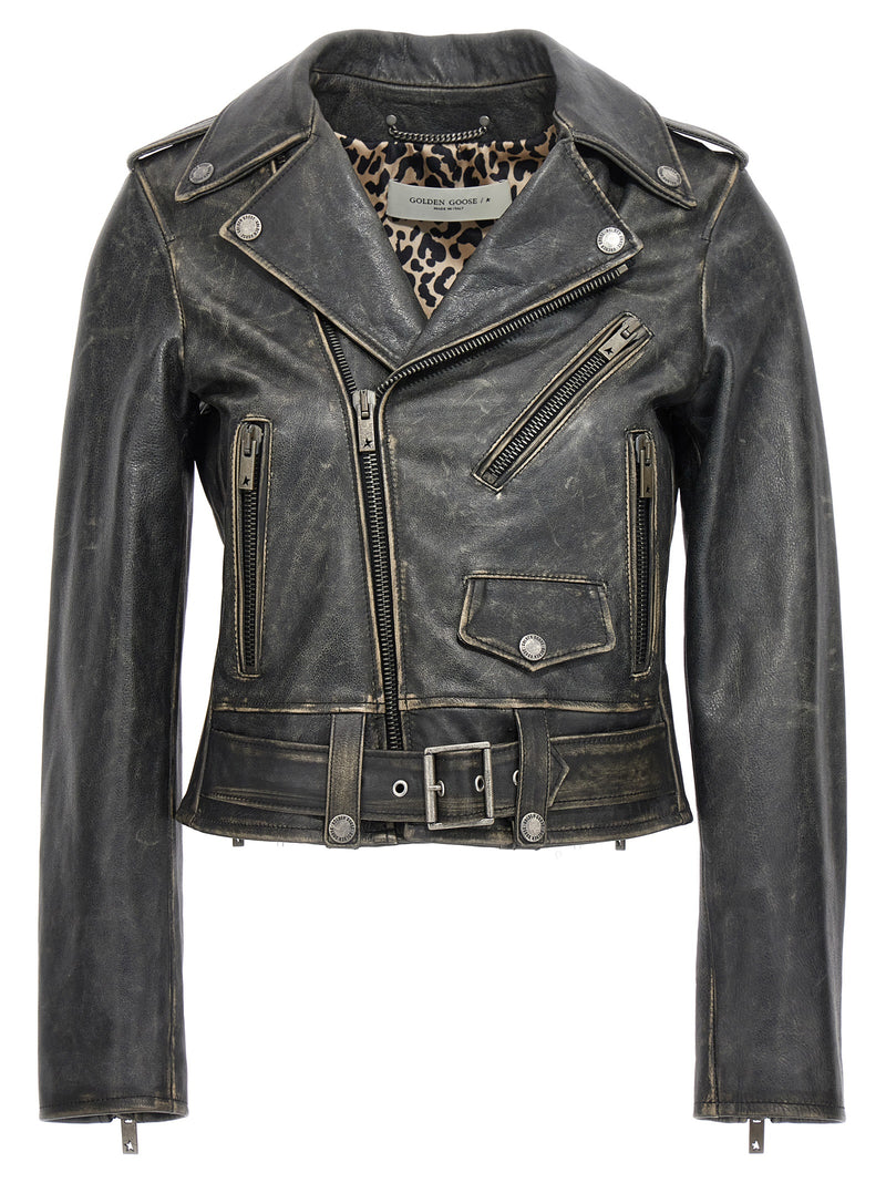 Golden Goose Black Cowhide Leather Jacket