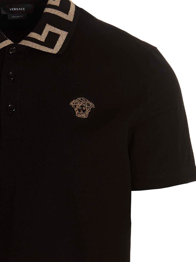 Versace Black Cotton Polo Shirt