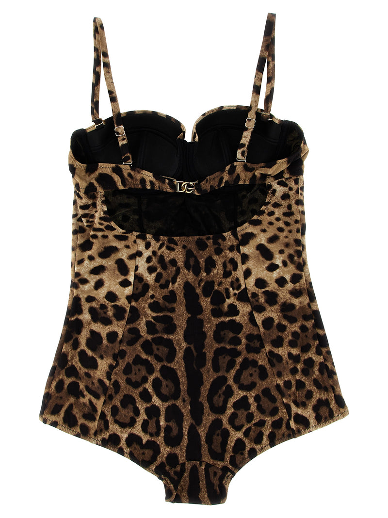 Dolce & Gabbana Brown Polyamide One-Piece Swimsuit