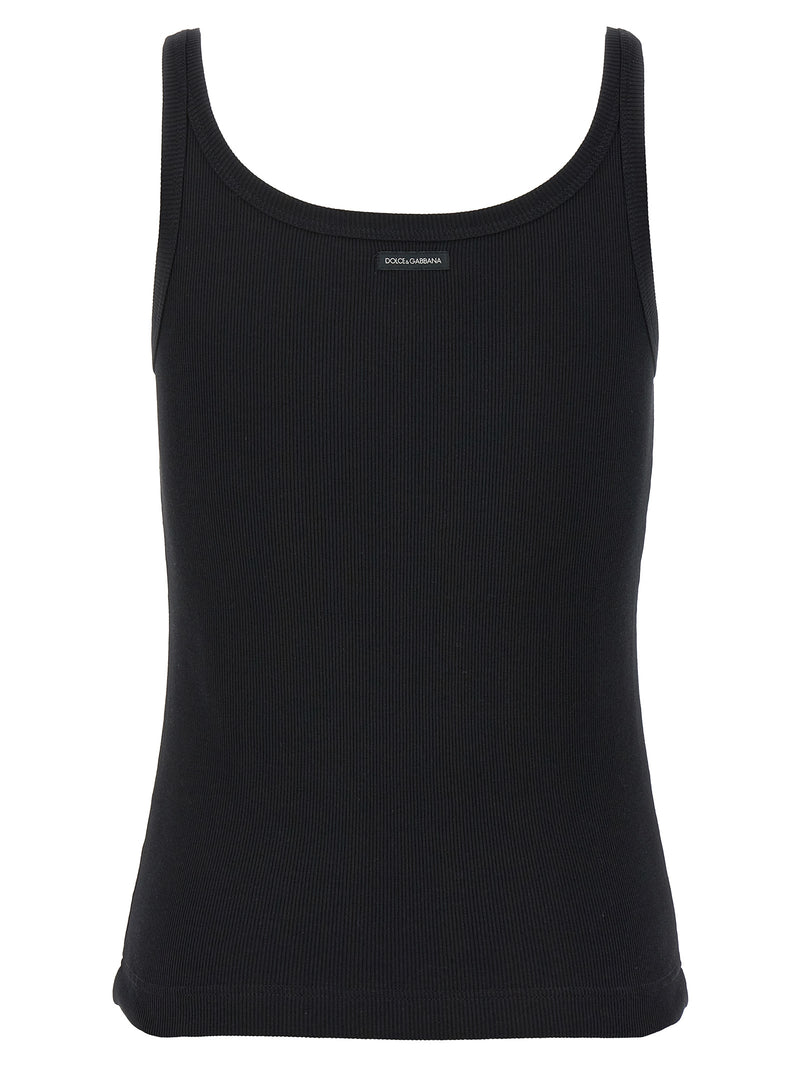 Dolce & Gabbana Black Cotton Tank Tops