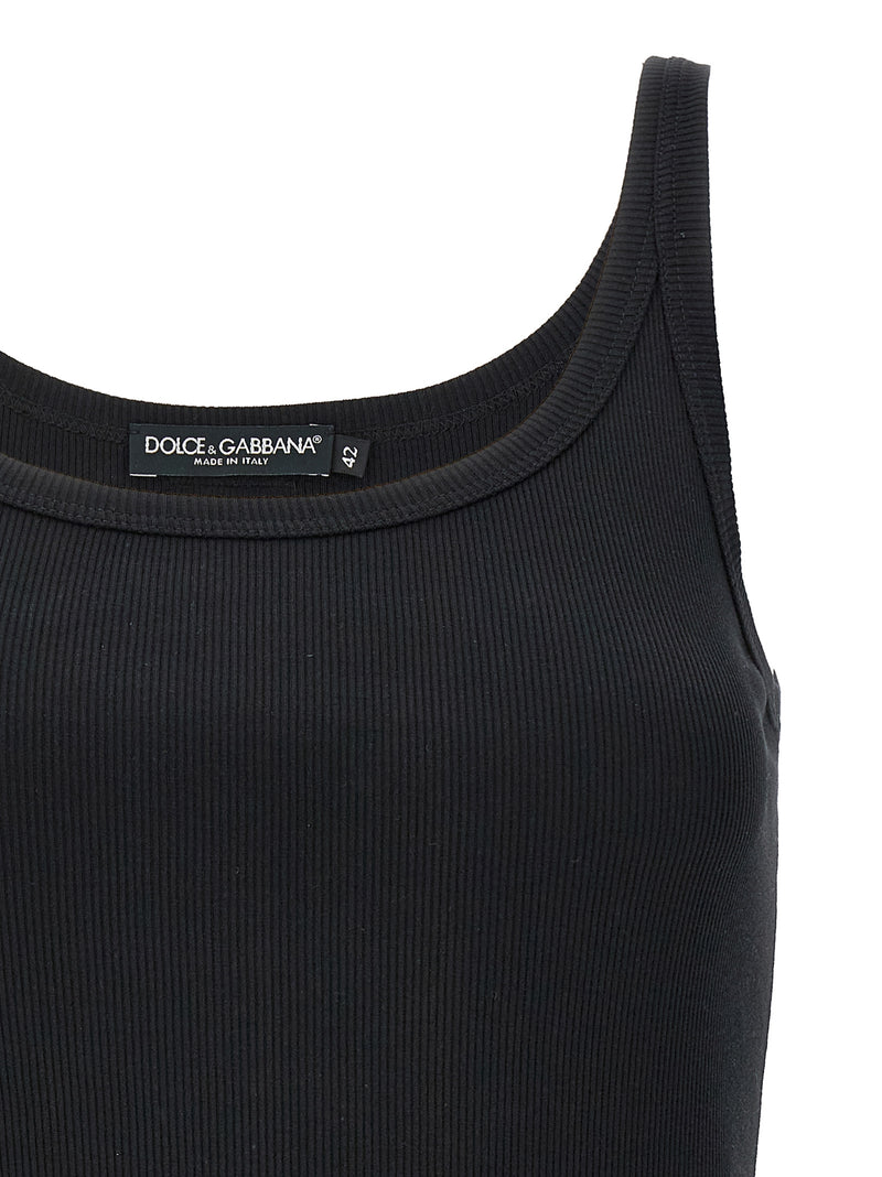 Dolce & Gabbana Black Cotton Tank Tops