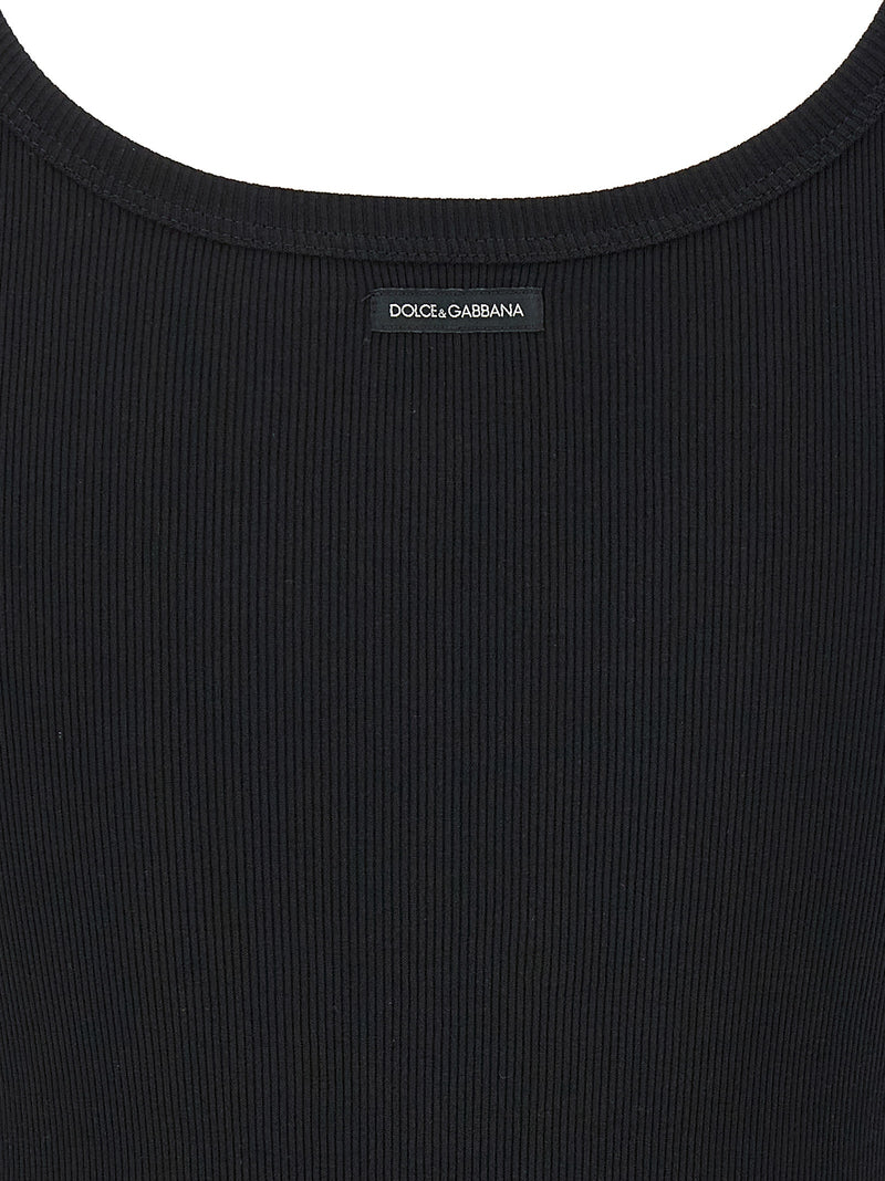 Dolce & Gabbana Black Cotton Tank Tops