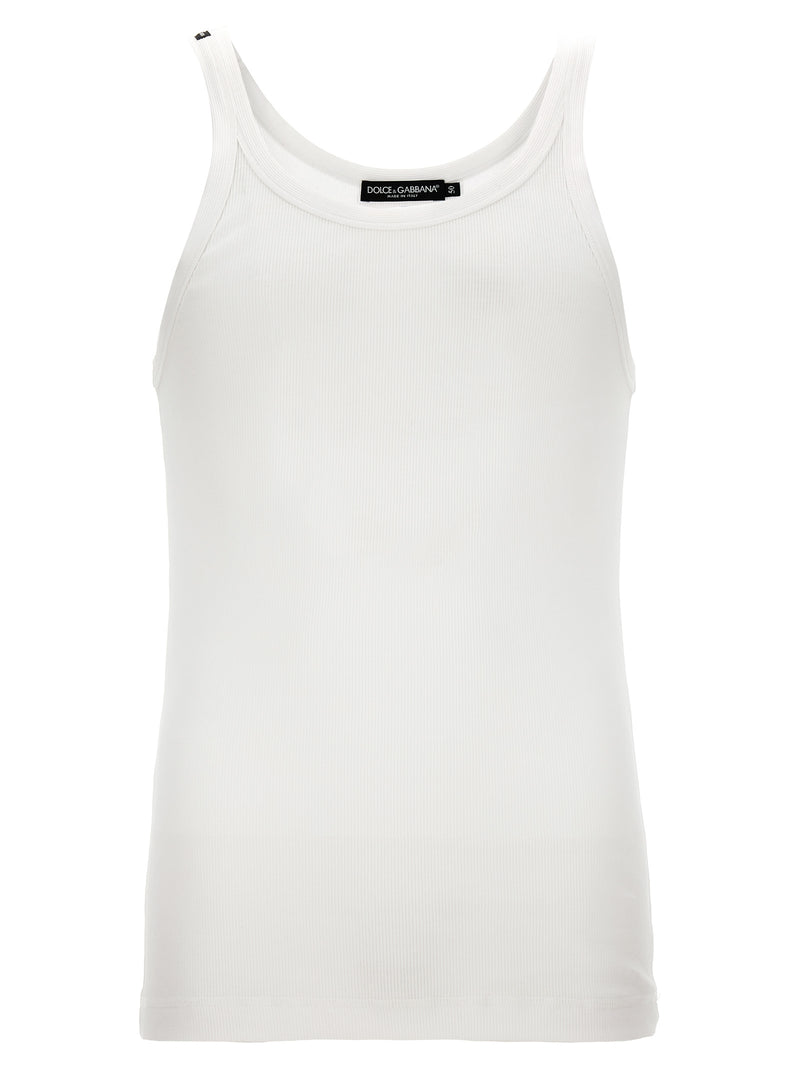 Dolce & Gabbana White Cotton Tank Tops