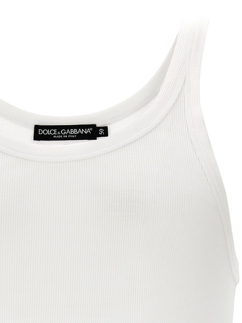 Dolce & Gabbana White Cotton Tank Tops