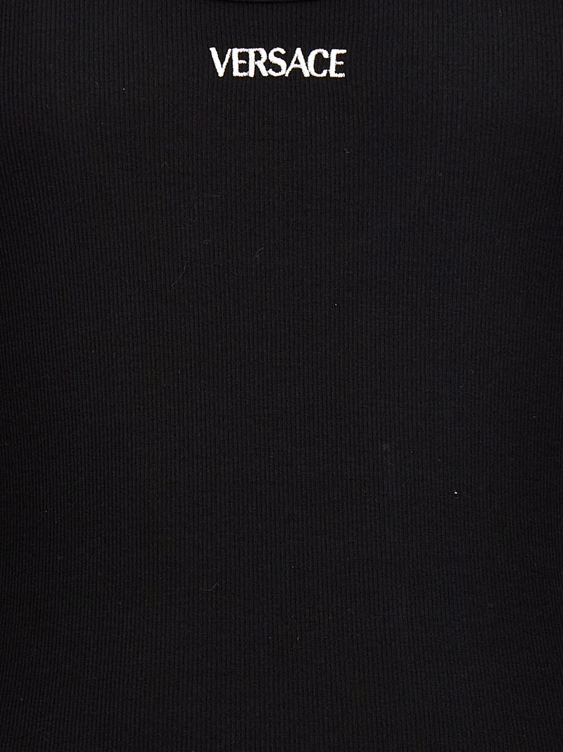 Versace Black Cotton Sleeveles T-Shirt