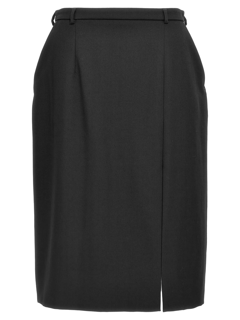Dolce & Gabbana Black Virgin Wool Midi Skirt