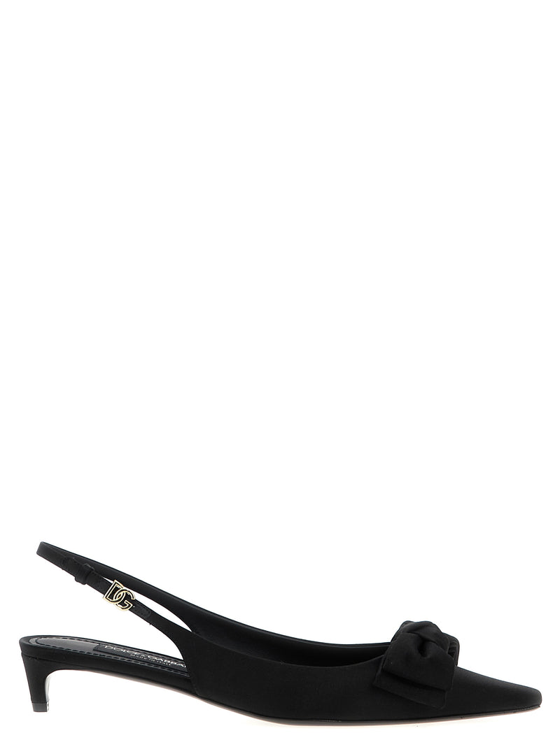 Dolce & Gabbana Black Viscose Mid Heel Pumps