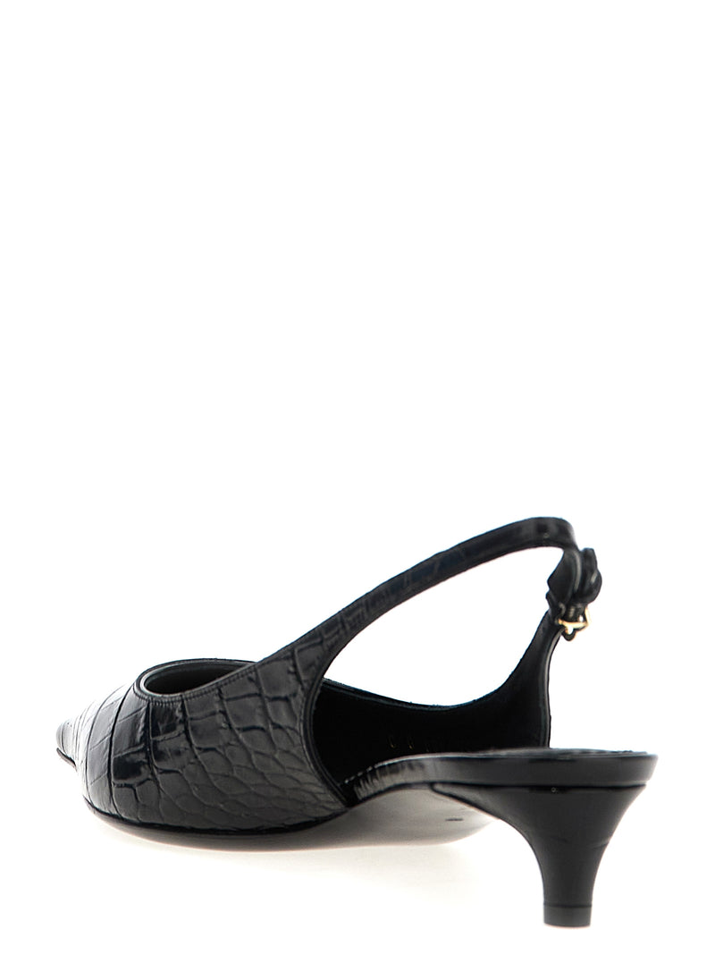 Dolce & Gabbana Black Calfskin Mid Heel Pumps