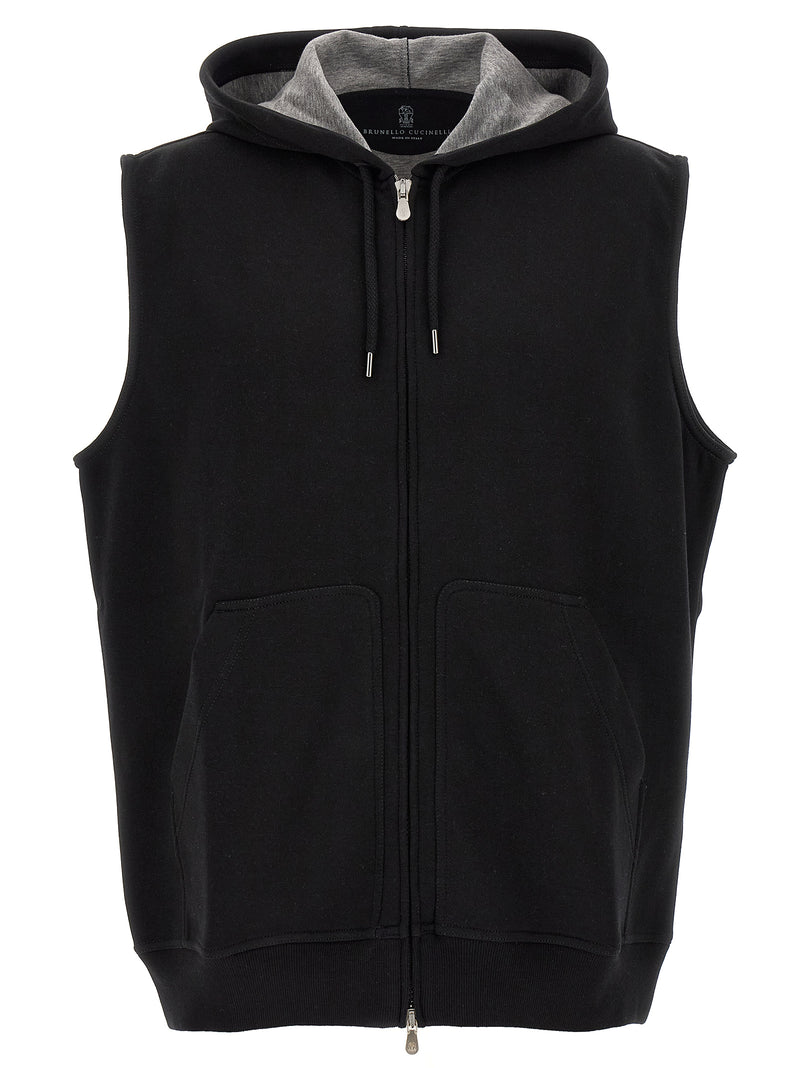 Brunello Cucinelli Black Cotton Sleeveless Jacket