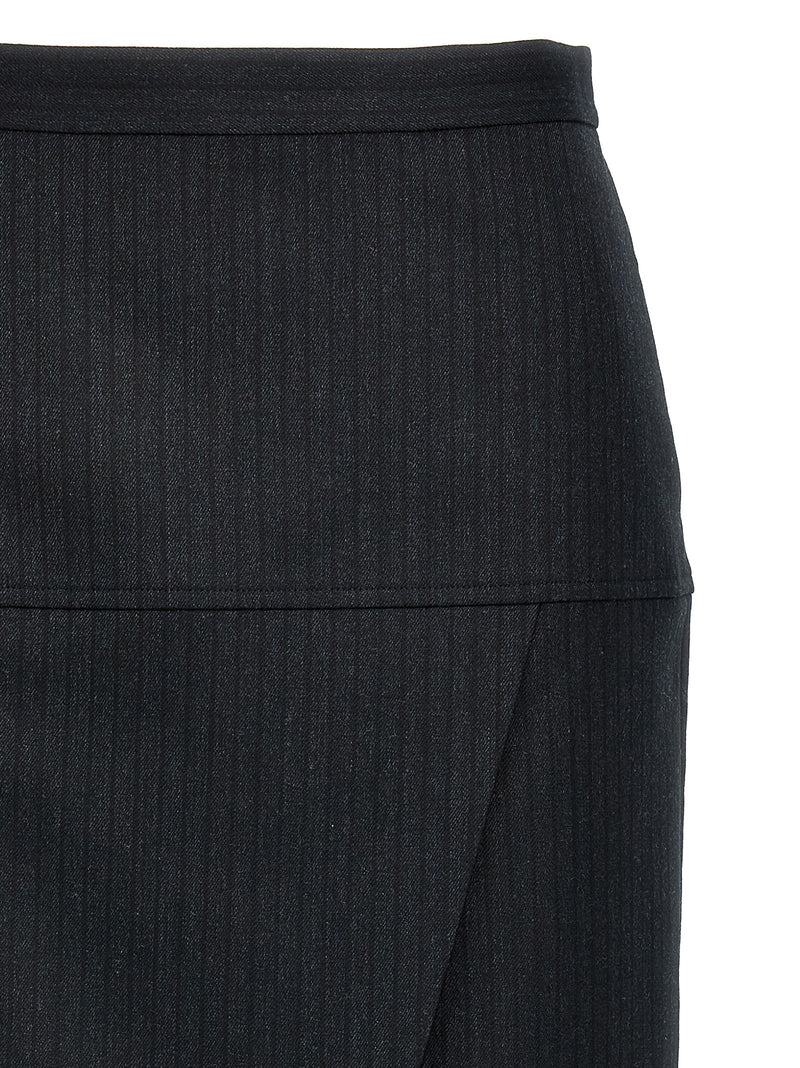 Fendi Gray Virgin Wool Midi Skirt