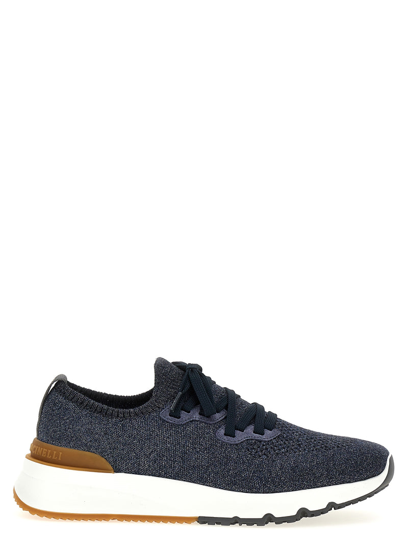 Brunello Cucinelli Blue Cotton Athletic Sneakers