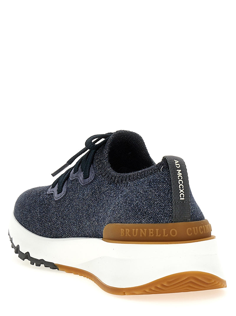 Brunello Cucinelli Blue Cotton Athletic Sneakers
