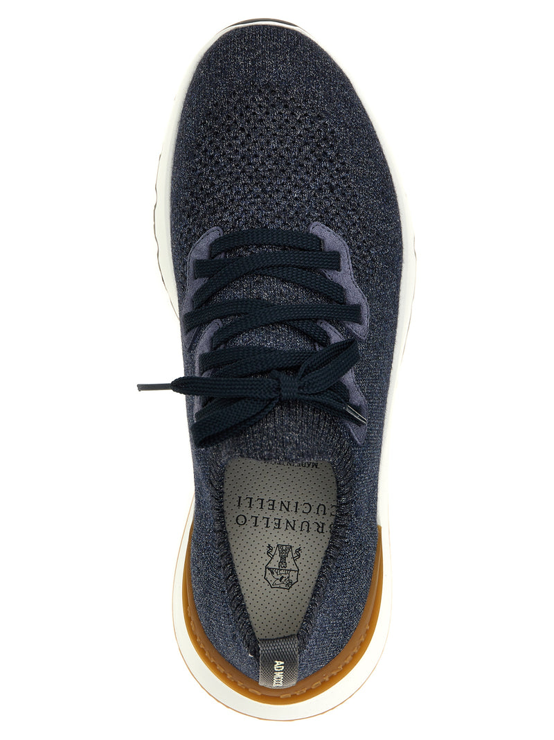 Brunello Cucinelli Blue Cotton Athletic Sneakers