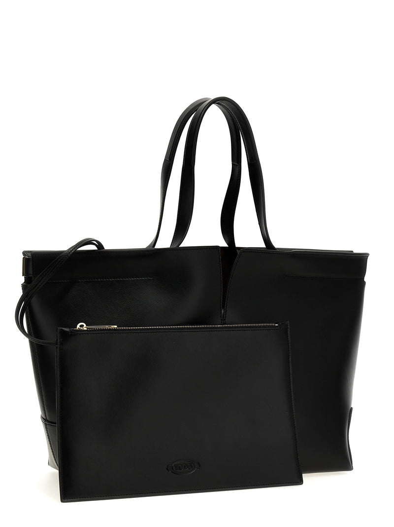 Tod's Black Calfskin Tote Bag