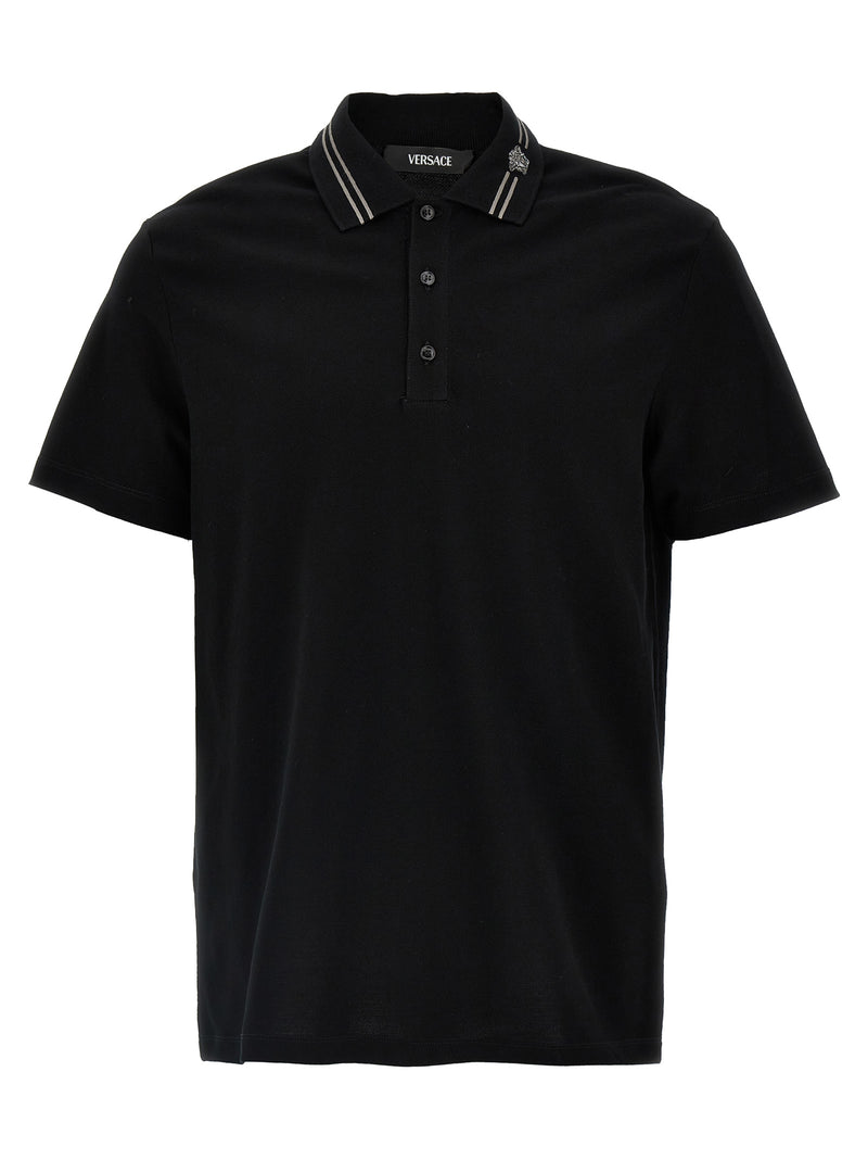Versace Black Cotton Polo Shirt