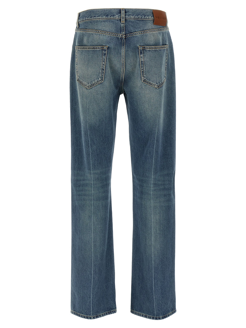 Alexander McQueen Blue Cotton Straight-Leg Jeans