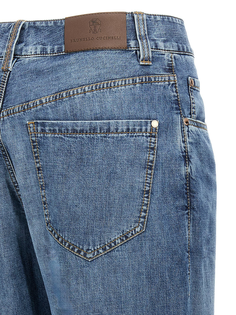 Brunello Cucinelli Blue Cotton Straight-Leg Jeans