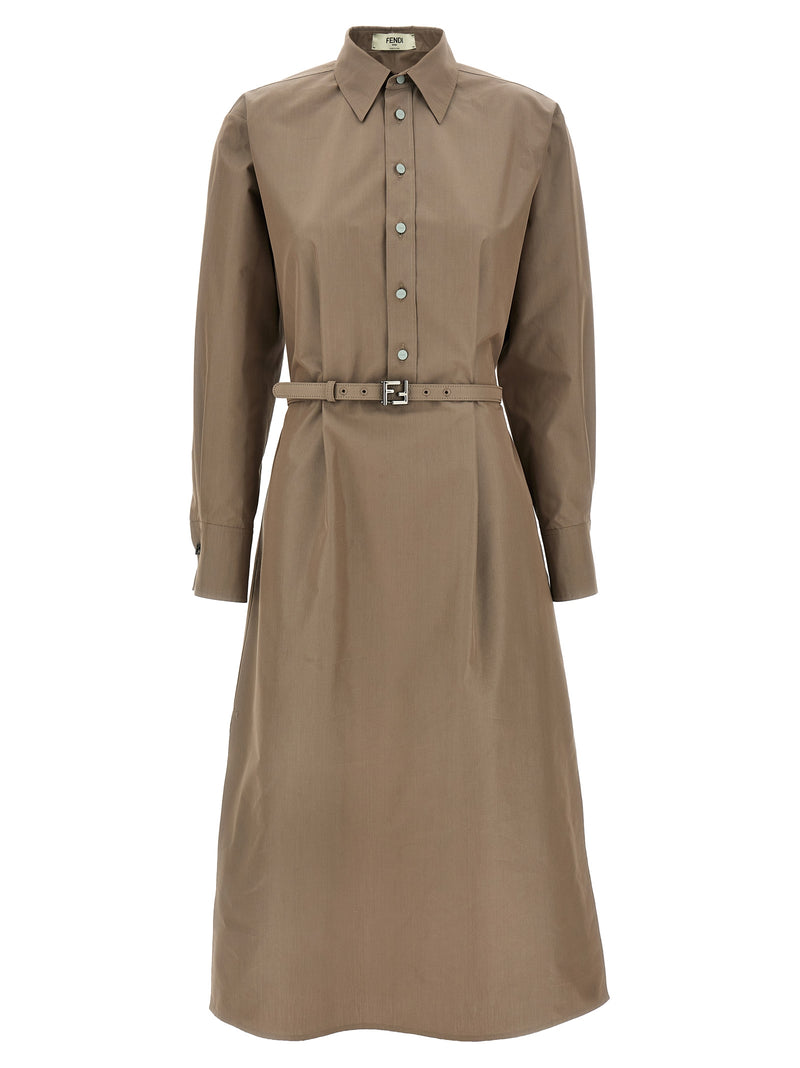Fendi Gray Cotton Midi Dress