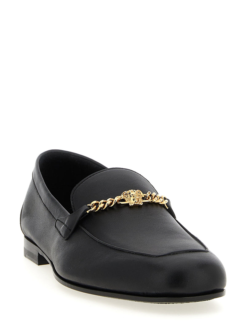 Versace Black Calfskin Slip-On Loafers