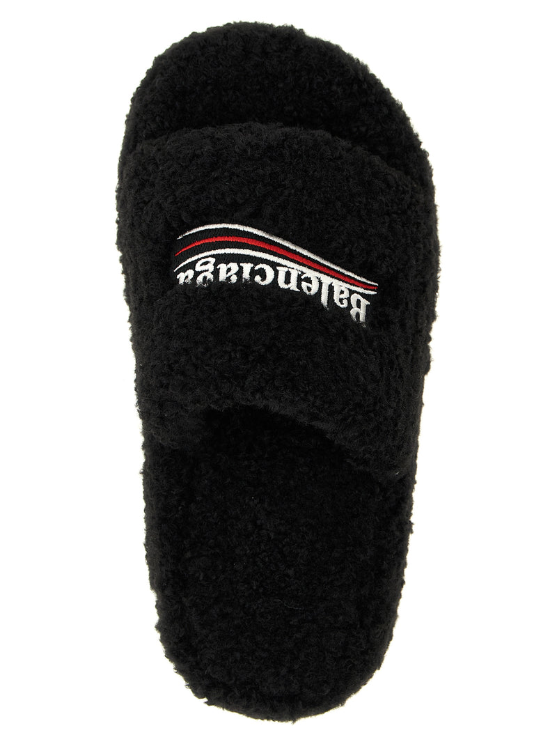 Balenciaga Black Polyester Slides