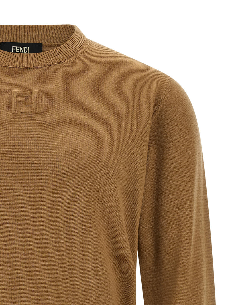 Fendi Beige Virgin Wool Cardigan