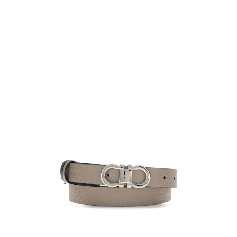 Ferragamo Gray Calf Leather Bos Taurus Regular Belt