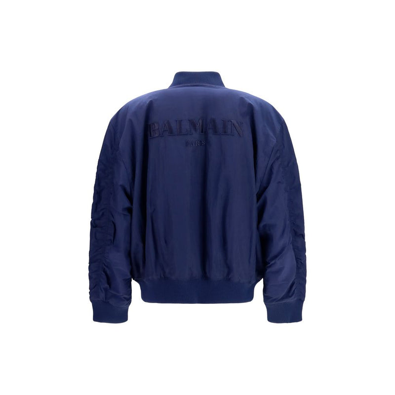 Balmain Blue Polyamide Bomber